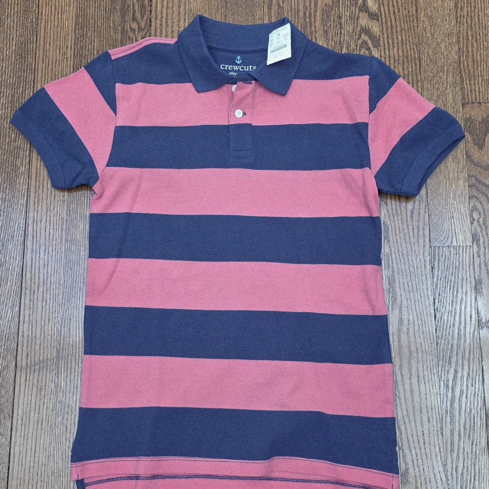 J. Crew Kids' Short-Sleeve Piqué Polo Shirt in Stripe NWT